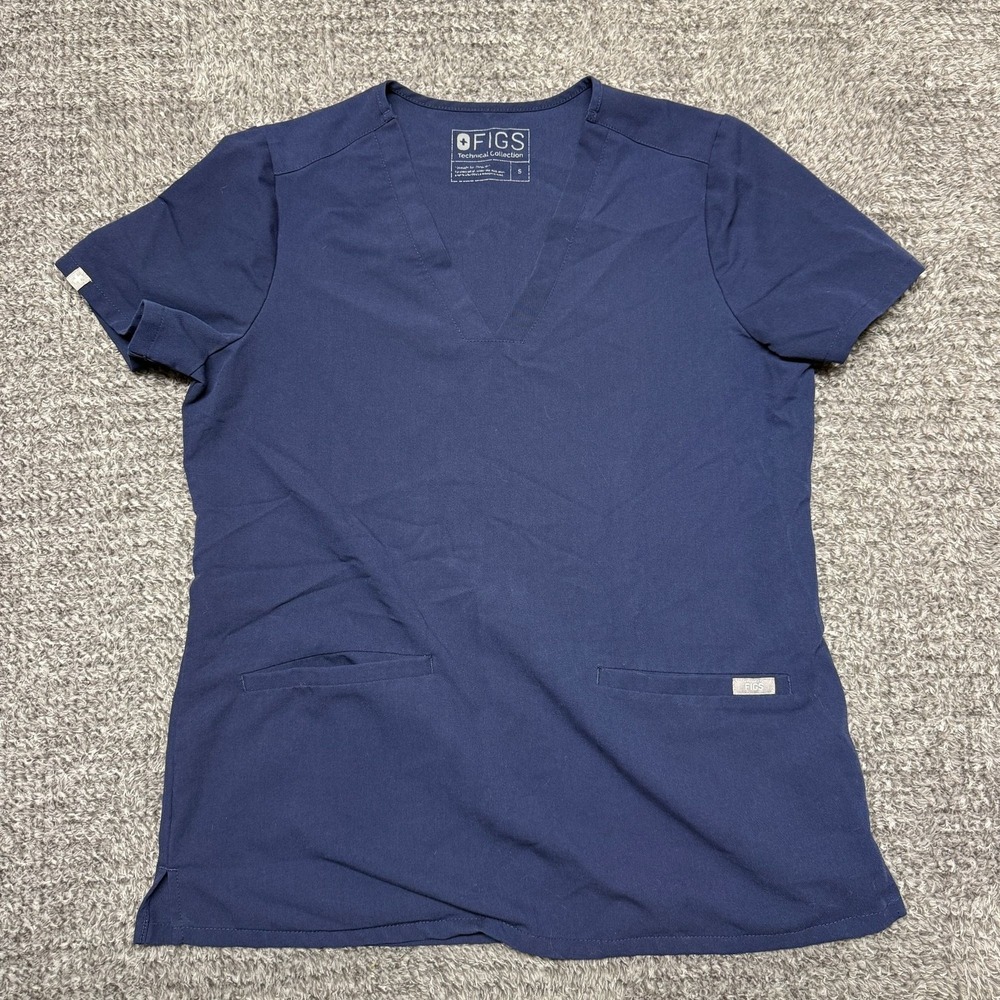 FIGS‎ Womens Technical Collection Scrub Top Size S Navy Blue Medical Uniform